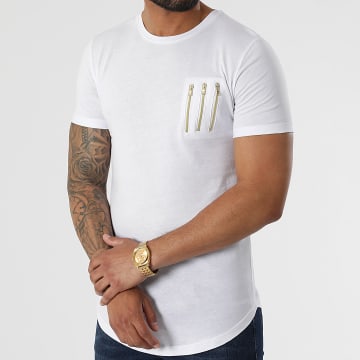  LBO - Tee Shirt Oversize Avec Details Gold 2359 Blanc
