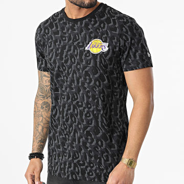  New Era - Tee Shirt Leopard Los Angeles Lakers 12893090 Gris Anthracite Noir