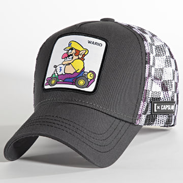  Capslab - Casquette Trucker Wario Gris Anthracite