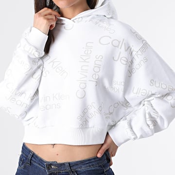  Calvin Klein - Sweat Capuche Femme Crop 8101 Blanc