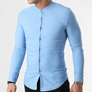  Uniplay - Chemise Manches Longues Col Mao UP-C105 Bleu Clair