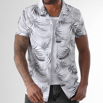 LBO - Chemise Manches Courtes Imprimé Tropical 2357 Blanc