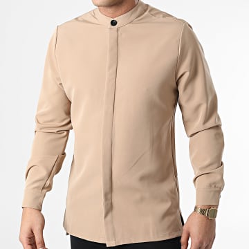  Uniplay - Chemise Manches Longues Col Mao 22005 Camel