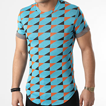 Uniplay - Tee Shirt Oversize UY817 Bleu Clair Orange