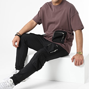 Ikao - LL600 Conjunto de camiseta con bolsillo ciruela y pantalón de chándal