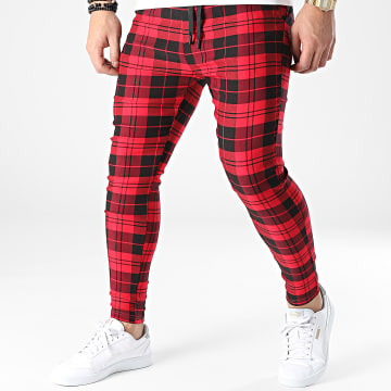  John H - Pantalon A Carreaux P5538 Rouge Noir