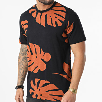  Only And Sons - Tee Shirt Walter Millenium Noir Orange Floral