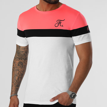  Final Club - Tee Shirt Tricolore Avec Broderie 950 Rose Fluo Noir Blanc