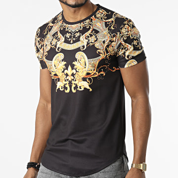  Frilivin - Tee Shirt Oversize 15806 Noir Renaissance Floral