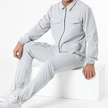 Classic Series - KL-2050 Conjunto de chaqueta con cremallera y pantalón jogger gris claro