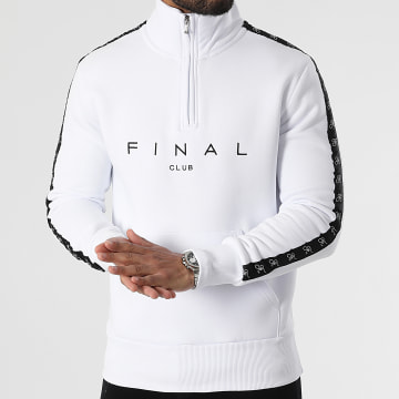  Final Club - Sweat Col Zippé A Bandes Avec Broderie 964 Blanc