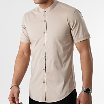  LBO - Chemise Manches Courtes Col Mao Slim Fit 2188 Beige