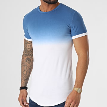  John H - Tee Shirt Oversize T2601 Blanc Bleu
