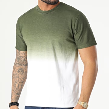  John H - Tee Shirt Dégradé Oversize T126 Vert Kaki Blanc