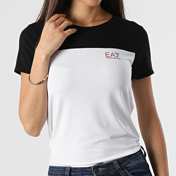  EA7 Emporio Armani - Tee Shirt Femme 3LTT03 Blanc Noir