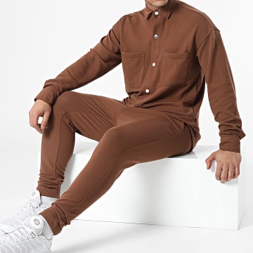 Ikao - LL610 Set di maglia e pantaloni da jogging marrone
