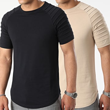  LBO - Lot de 2 Tee Shirts Oversize 2382 Noir Et Beige