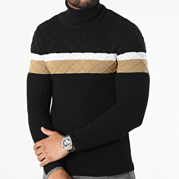 LBO - Tricolour Roll Neck Sweater 0201 Negro Blanco Camel
