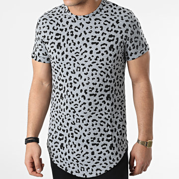 John H - Camiseta oversize leopardo DD35 Gris