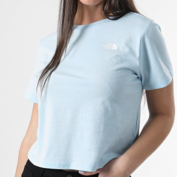  The North Face - Tee Shirt Femme Crop Foundation Bleu Ciel