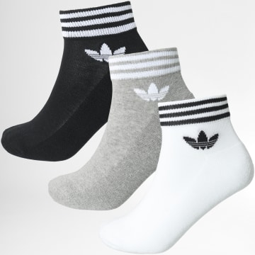 Adidas Originals - Lot De 3 Paires De Chaussettes Trefoil Ankle HC9550 Noir Blanc Gris Chiné