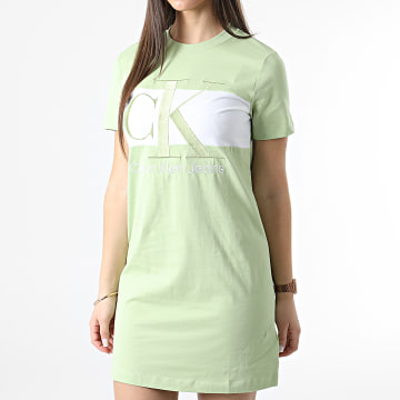  Calvin Klein - Robe Tee Shirt Femme 8862 Vert