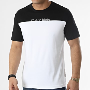  Calvin Klein - Tee Shirt Color Blocking Cut Logo 8839 Blanc Noir