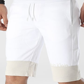  Calvin Klein - Short Jogging Color Blocking Logo 8935 Blanc Beige