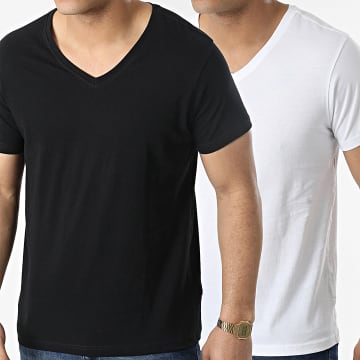  Deeluxe - Lot De 2 Tee Shirts Col V 02T1002M Blanc Noir