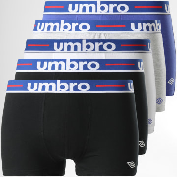  Umbro - Lot De 5 Boxers Sport Noir Bleu Roi Blanc