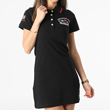  Geographical Norway - Robe Polo Manches Courtes Femme Kotchella Noir