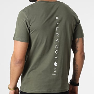 Affranchis Music - Camiseta Espalda Vertical Verde Caqui Blanco