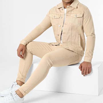 Frilivin - Set giacca e jeans Super Slim Fit VJ391 Beige