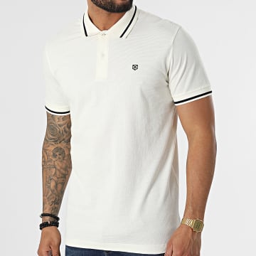  Jack And Jones - Polo A Manches Courtes Structure Beige Clair