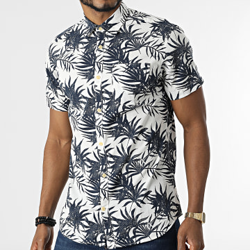  Jack And Jones - Chemise A Manches Courtes Bloomer Blanc Bleu Marine Floral