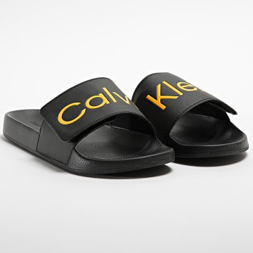  Calvin Klein - Claquettes Pool Slide Adjustable 0454 Black Orange Flash