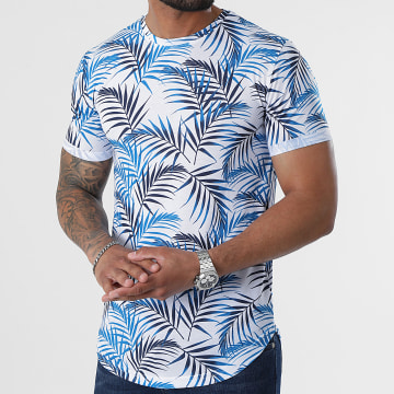  LBO - Tee Shirt Oversize Imprimé Avec Revers 2427 Tropical Bleu Marine