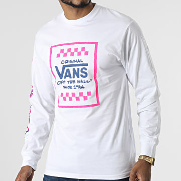  Vans - Tee Shirt A Manches Longues Sketchy Past A7PMN Blanc