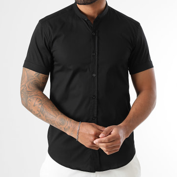 LBO - Chemise Manches Courtes Col Mao Slim Fit 2184 Noir