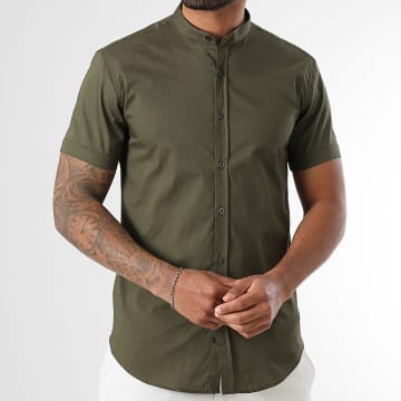 LBO - Slim Fit Mao Collar Short Sleeve Shirt 2187 Khaki Green