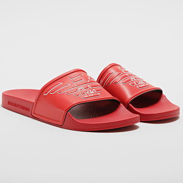 Infradito Donna Emporio Armani XVPS01 XN129 – Slip-On In Poliuretano, Suola Gomma, Tacco Piatto, Rosso