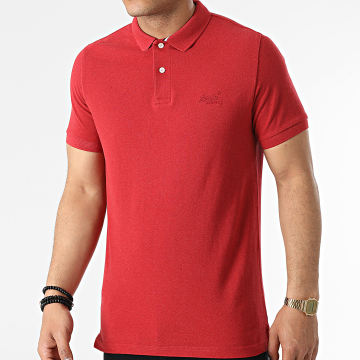  Superdry - Polo A Manches Courtes Classic Pique Rouge