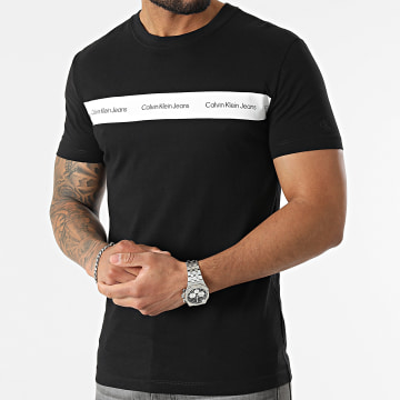  Calvin Klein - Tee Shirt Contrast Institutional Stripe 0624 Noir