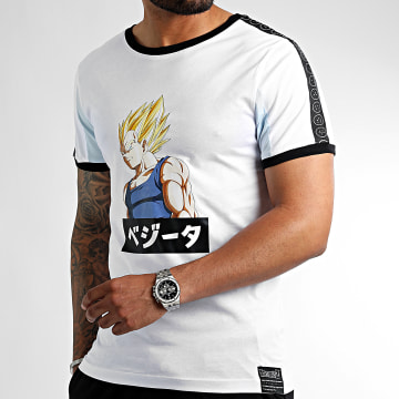  Dragon Ball Z - Tee Shirt A Bandes Saiyan Vegeta Blanc