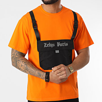 Zelys Paris - Tee Shirt A Poche Poitrine Snoop Orange Noir Réfléchissant