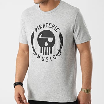  Piraterie Music - Tee Shirt Logo Gris Chiné