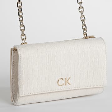  Calvin Klein - Sac A Main Femme Re-Lock Mini Bag Jacquard 9703 Beige