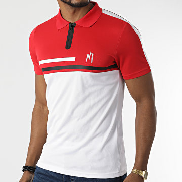  NI by Ninho - Polo Manches Courtes Sharft A Bandes Blanc Rouge