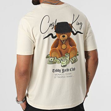 Teddy Yacht Club - Tee Shirt Oversize Large Cash Is King Beige Vintage