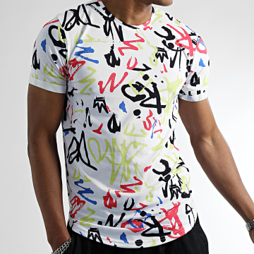  LBO - Tee Shirt Oversize Imprimé Avec Revers 2429 Graffiti Blanc